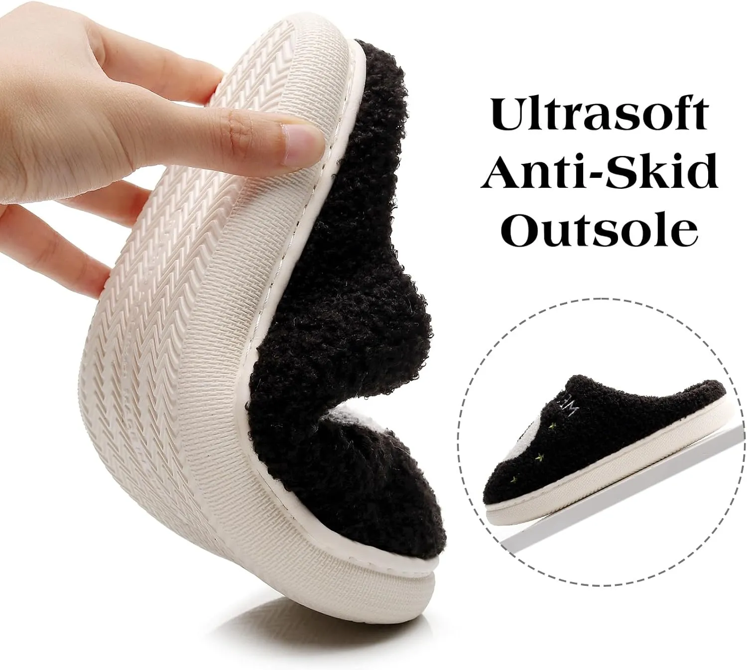 Menore Meet Me At Midnight Slippers for Womens Mens Soft Warm Fuzzy House Slides Memory Foam Lightweight Slip-on Slippers Indoor Outdoor