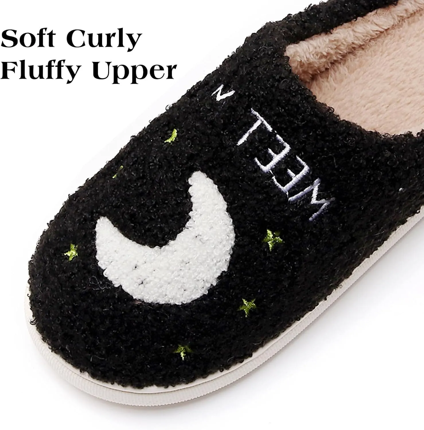 Menore Meet Me At Midnight Slippers for Womens Mens Soft Warm Fuzzy House Slides Memory Foam Lightweight Slip-on Slippers Indoor Outdoor
