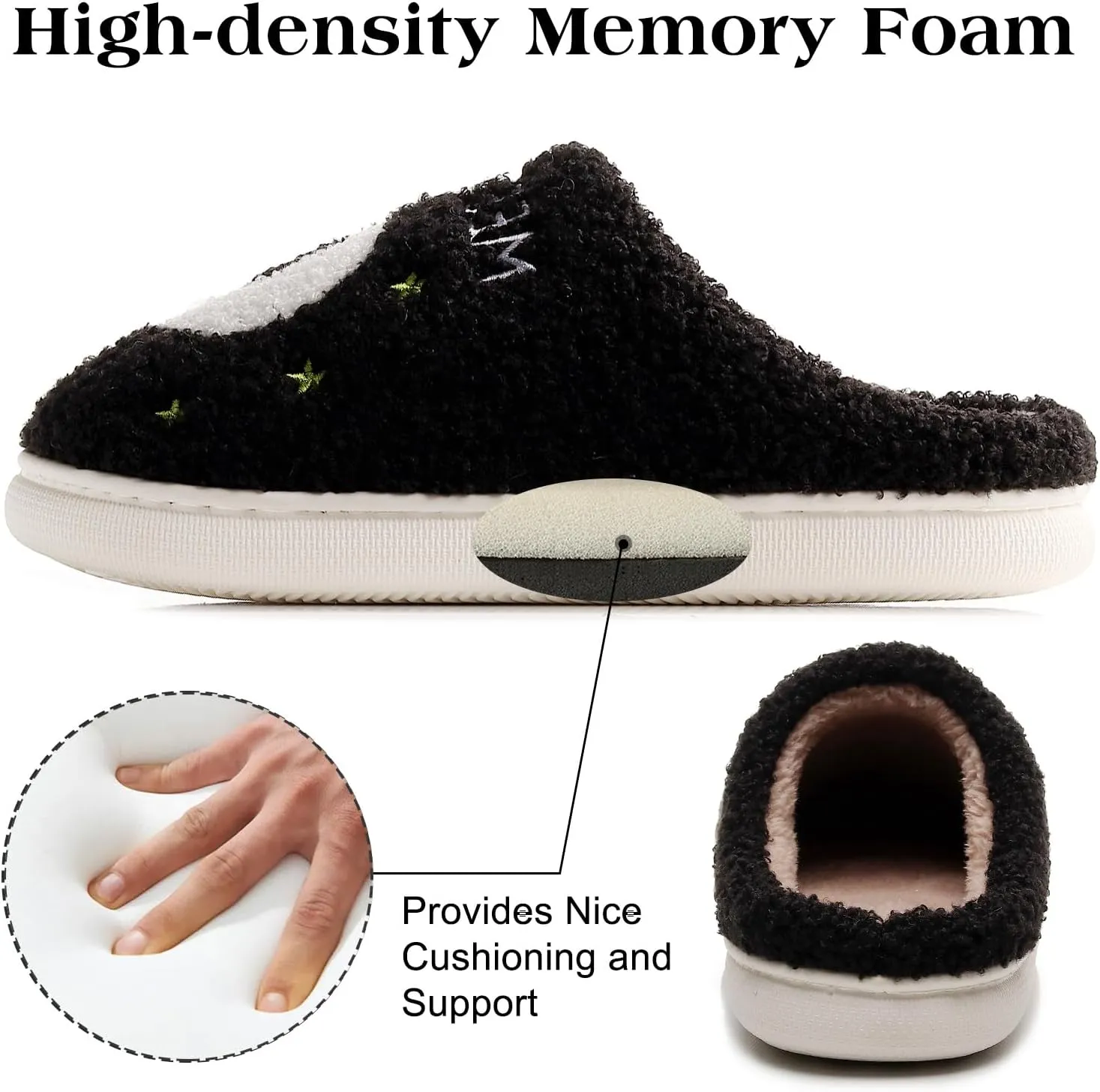 Menore Meet Me At Midnight Slippers for Womens Mens Soft Warm Fuzzy House Slides Memory Foam Lightweight Slip-on Slippers Indoor Outdoor
