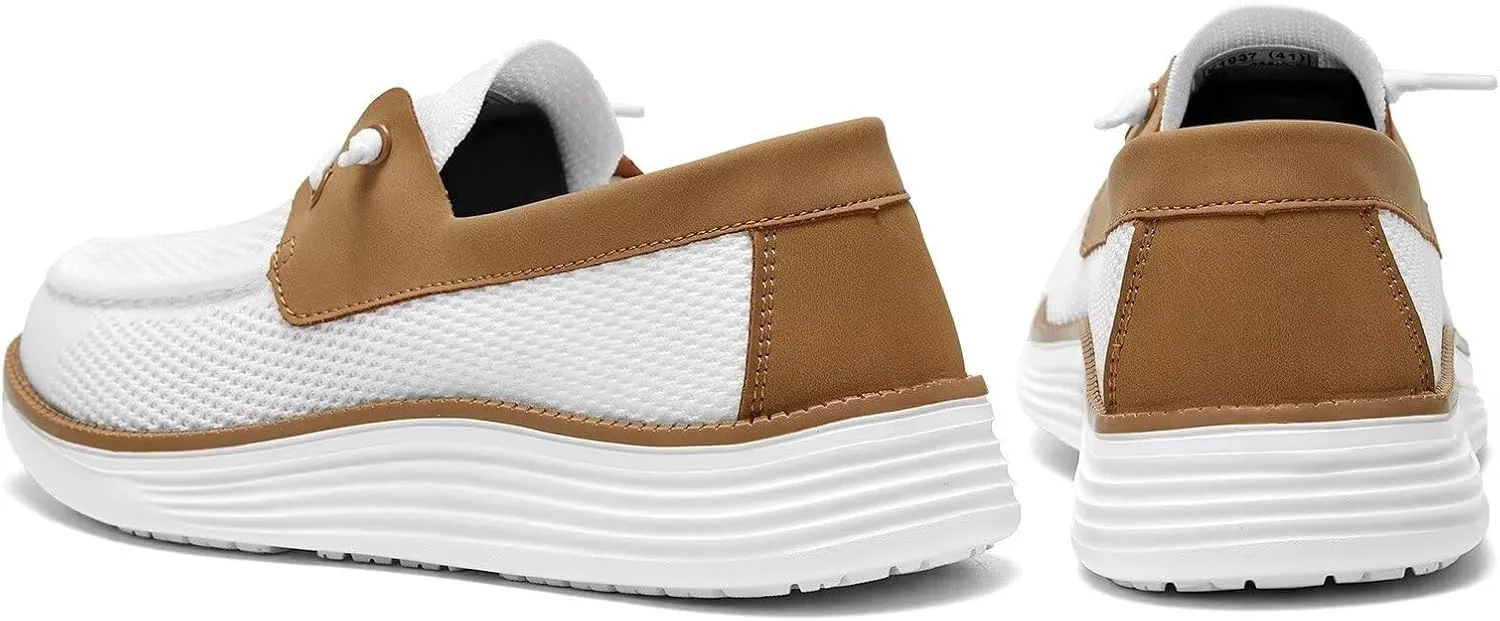 Mens Boat Shoes Casual Loafers Slip On Walking Dress Sneakers Mesh Business Oxfords Work Lightweight Soft Sole