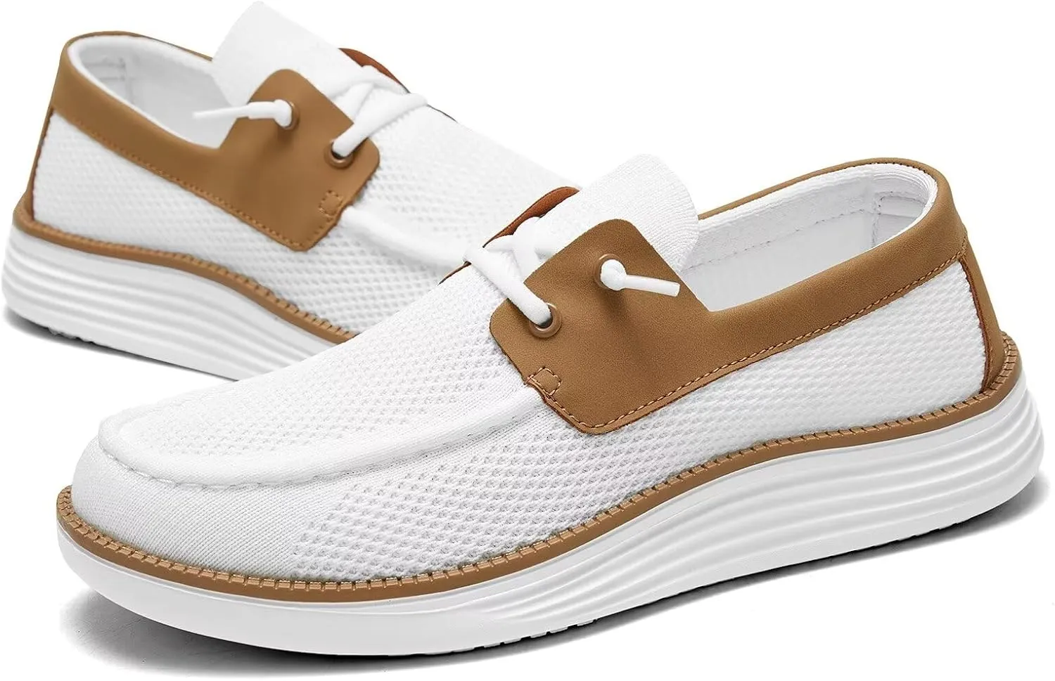 Mens Boat Shoes Casual Loafers Slip On Walking Dress Sneakers Mesh Business Oxfords Work Lightweight Soft Sole