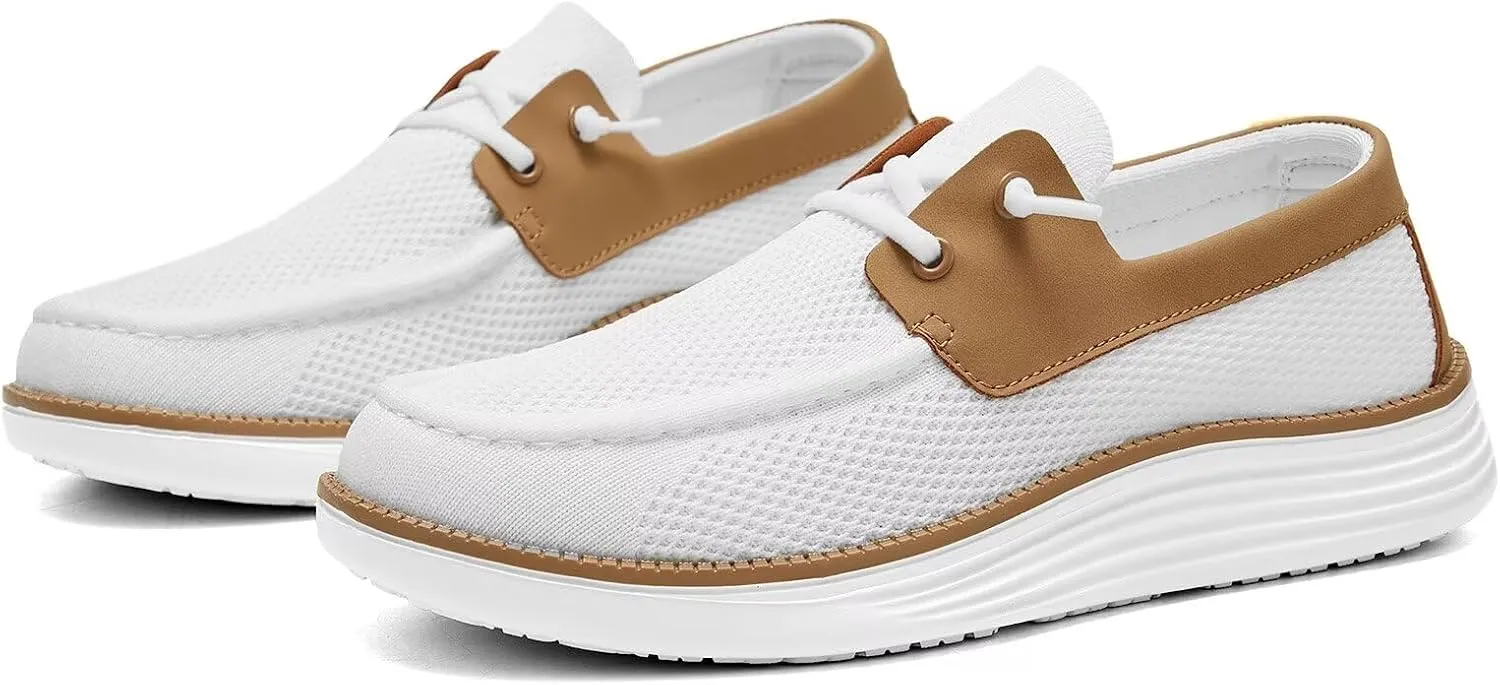 Mens Boat Shoes Casual Loafers Slip On Walking Dress Sneakers Mesh Business Oxfords Work Lightweight Soft Sole