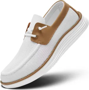 Mens Boat Shoes Casual Loafers Slip On Walking Dress Sneakers Mesh Business Oxfords Work Lightweight Soft Sole