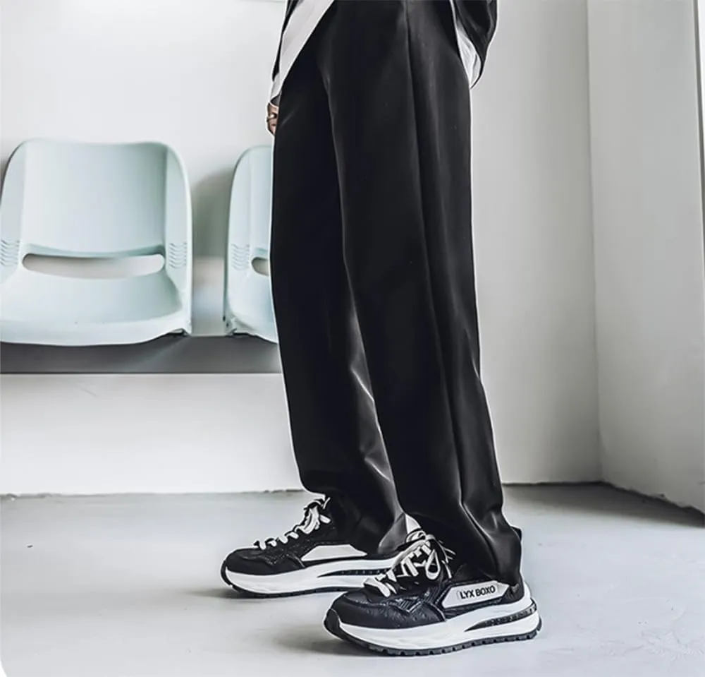 Mens Breath Mesh Sneakers Tennis Walking Shoes for Men Wide Korean Style Thick-Soled Daddy Width Court Shoes