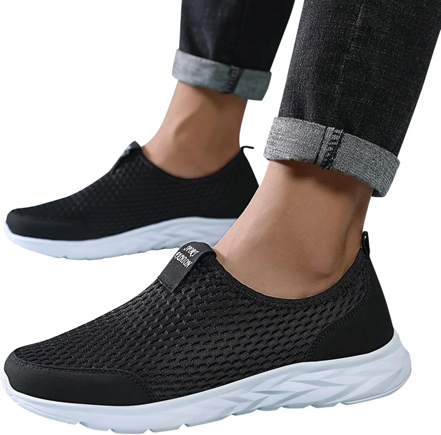 Men's Breathable Mesh Slip on Walking Shoes Lightweight Non Slip Running Shoes Casual Fashion Sneakers Mesh Workout Sports Shoes for Men