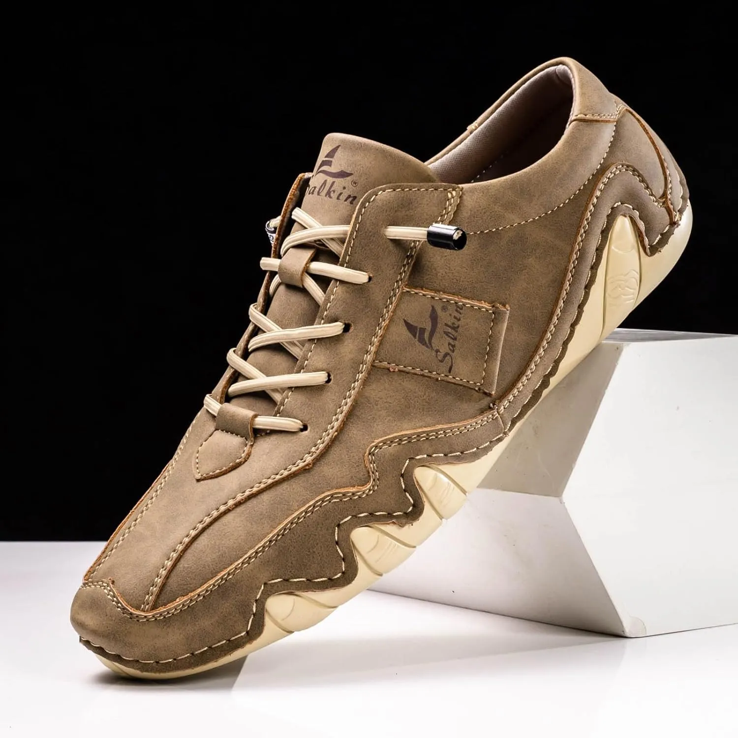 Men's Casual Leather Fashion Sneakers Ankle Chukka Boots Slip On Lightweight Loafers Walking Casual Dress Sneaker