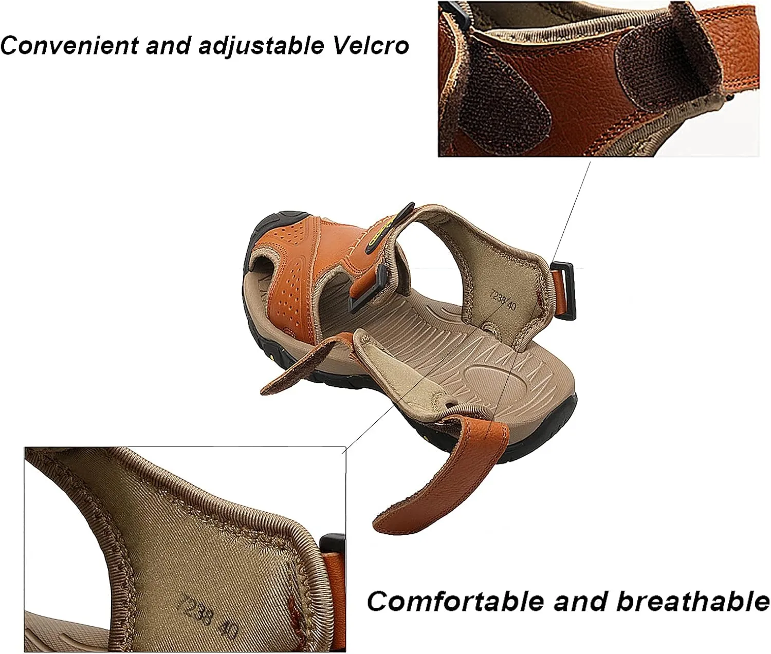 Men's Closed Toe Walking Sandals Athletic Sports Sandals Summer Outdoor Beach Water Shoes