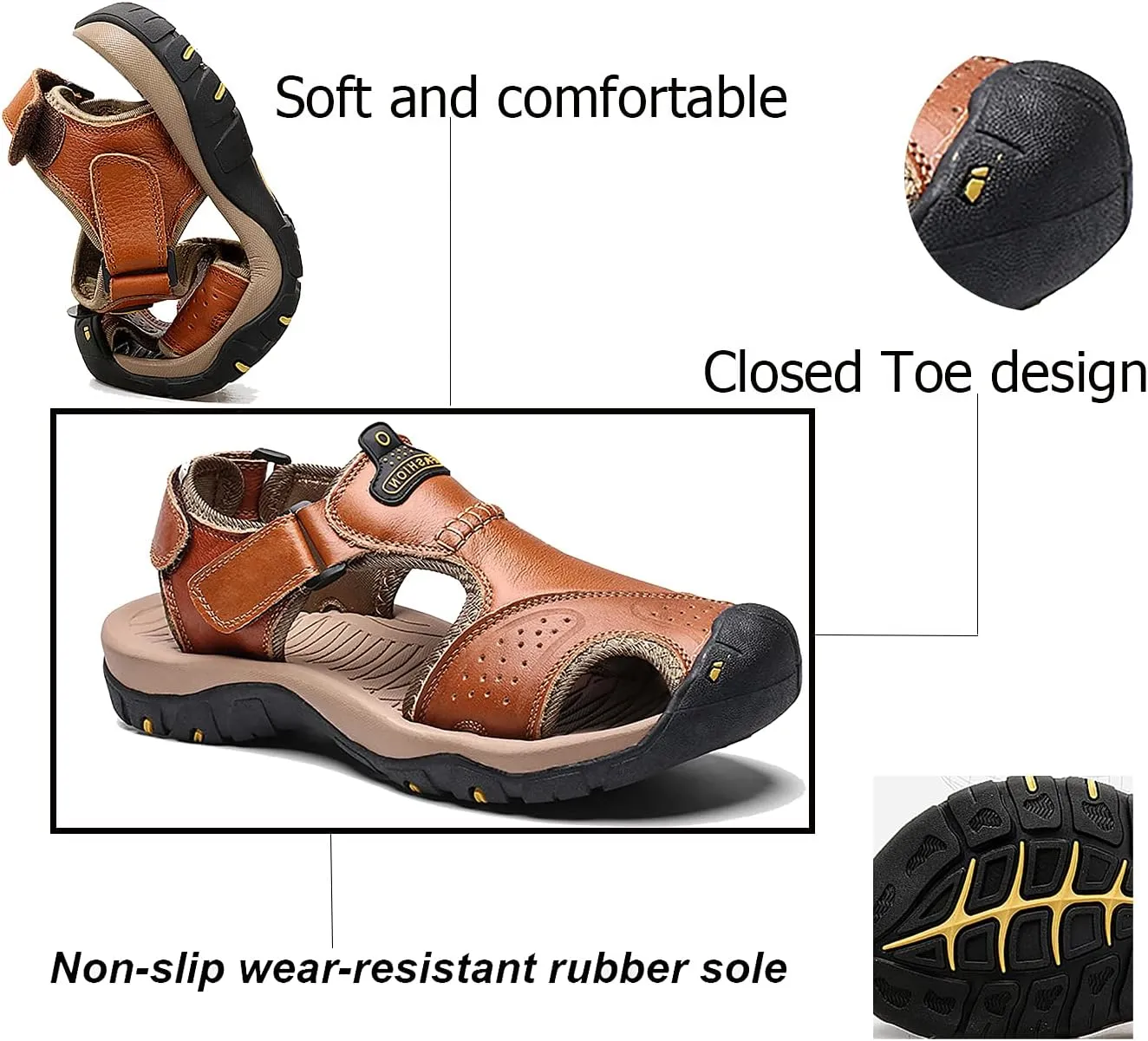 Men's Closed Toe Walking Sandals Athletic Sports Sandals Summer Outdoor Beach Water Shoes