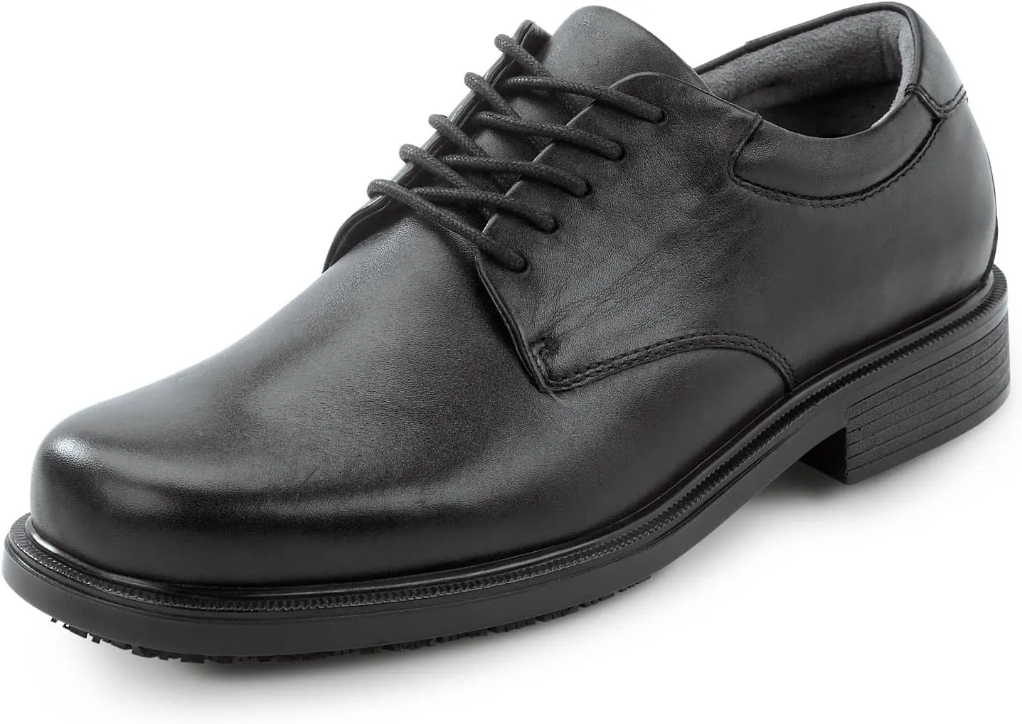 Men's, Huron, Black, Dress Style, MaxTrax Slip Resistant, Soft Toe Work Shoe (10.0 M)