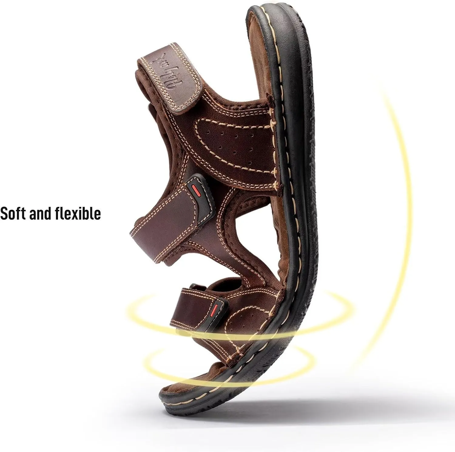 Men's Leather Sandals, Comfortable Open-Toe Outdoor Beach Shoes