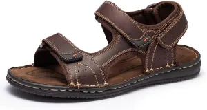 Men's Leather Sandals, Comfortable Open-Toe Outdoor Beach Shoes