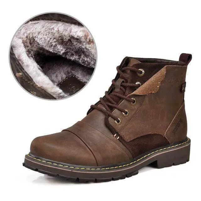 Mens Leather Winter Boots - Stylish Warm Footwear