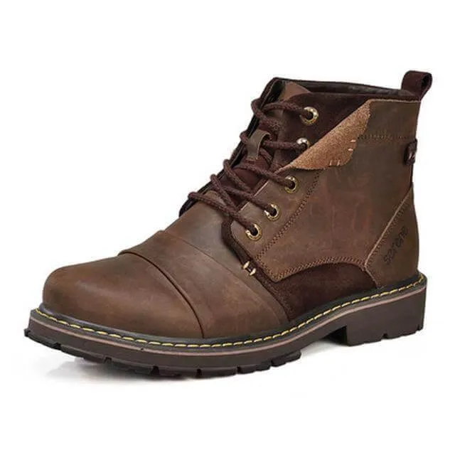 Mens Leather Winter Boots - Stylish Warm Footwear