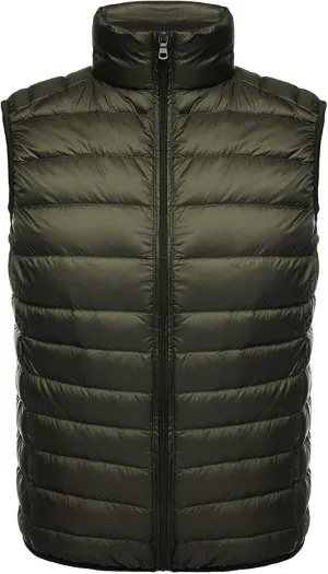 Men's Lightweight Puffer Vest Packable Warm Quilted Sleeveless Jacket Coats Waterproof Plain Outerwear for Work