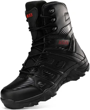 Men's Lightweight Tactical Combat Boots with Side Zipper & Slip-Resistant Sole