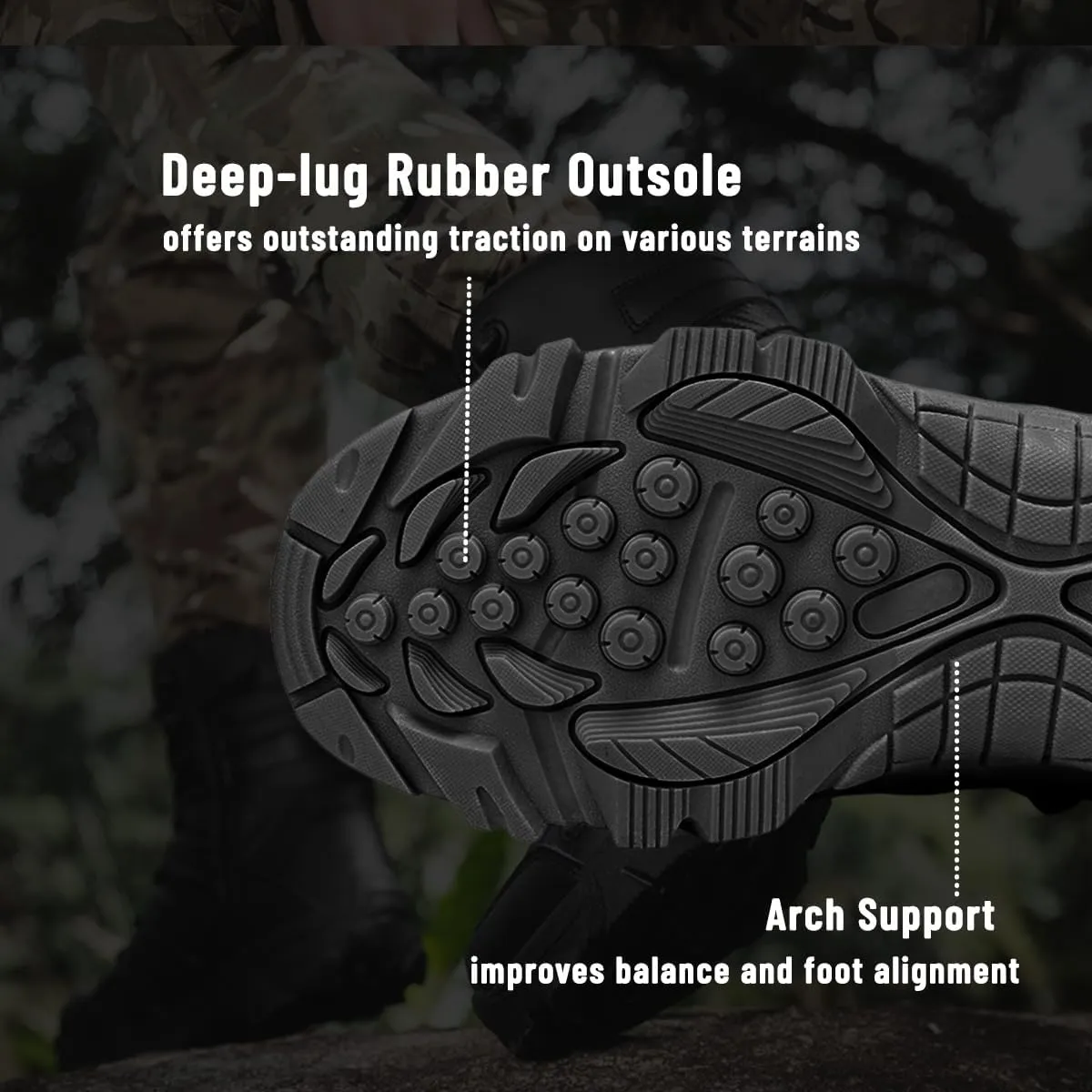 Men's Lightweight Tactical Combat Boots with Side Zipper & Slip-Resistant Sole