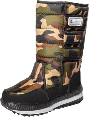 Men's Mid Calf Snow Boots Water Proof Insulated Winter Boots Fleece Lined Warm Boots Thick Bottom Outdoor Shoes for Men