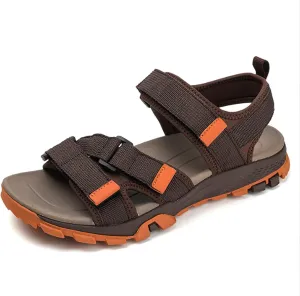 Men's Real Leather Open-Toe Sandals, Handmade Fashion Hiking Sandals, Hollow Out Backpacking Beach Shoes