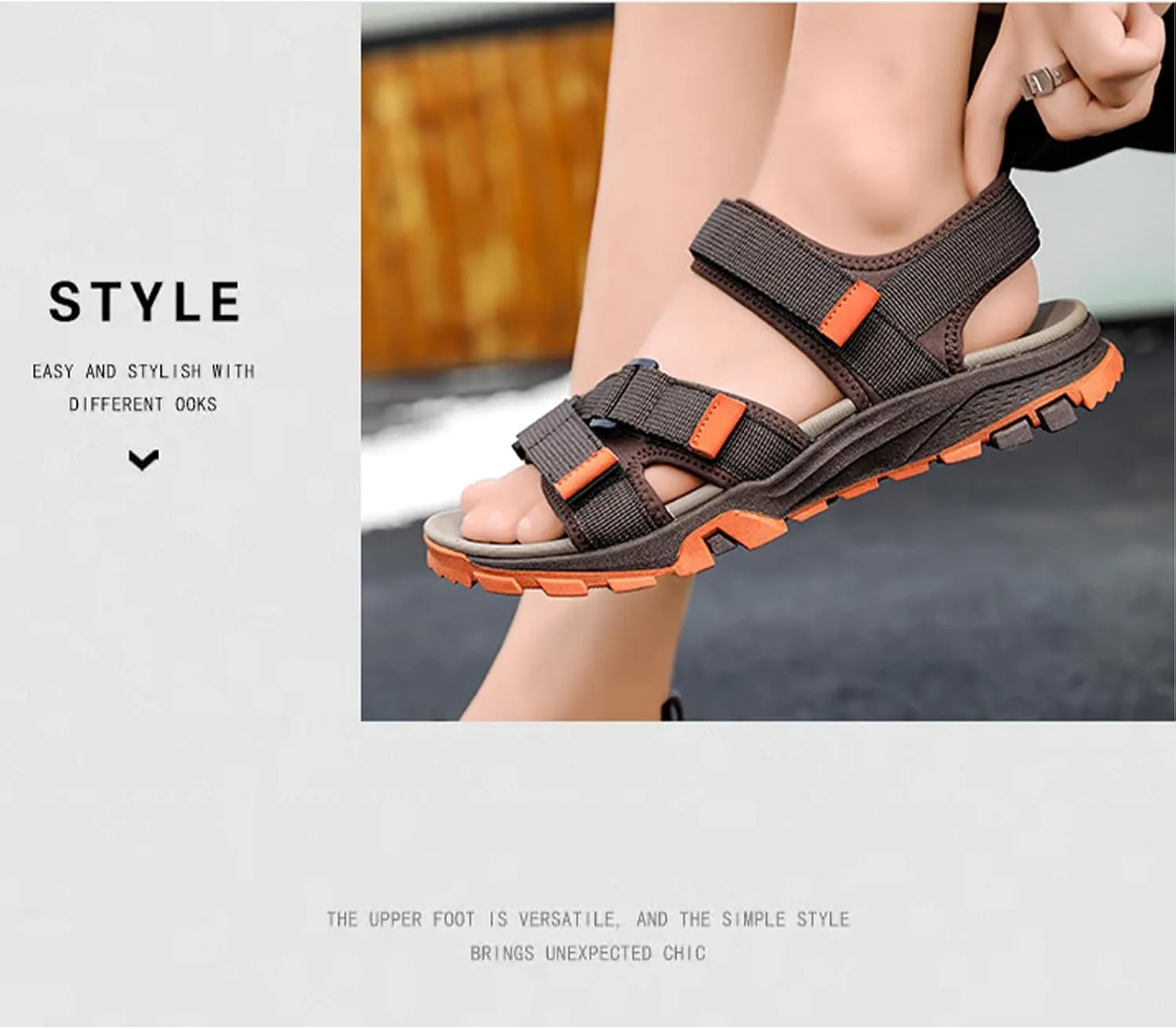 Men's Real Leather Open-Toe Sandals, Handmade Fashion Hiking Sandals, Hollow Out Backpacking Beach Shoes