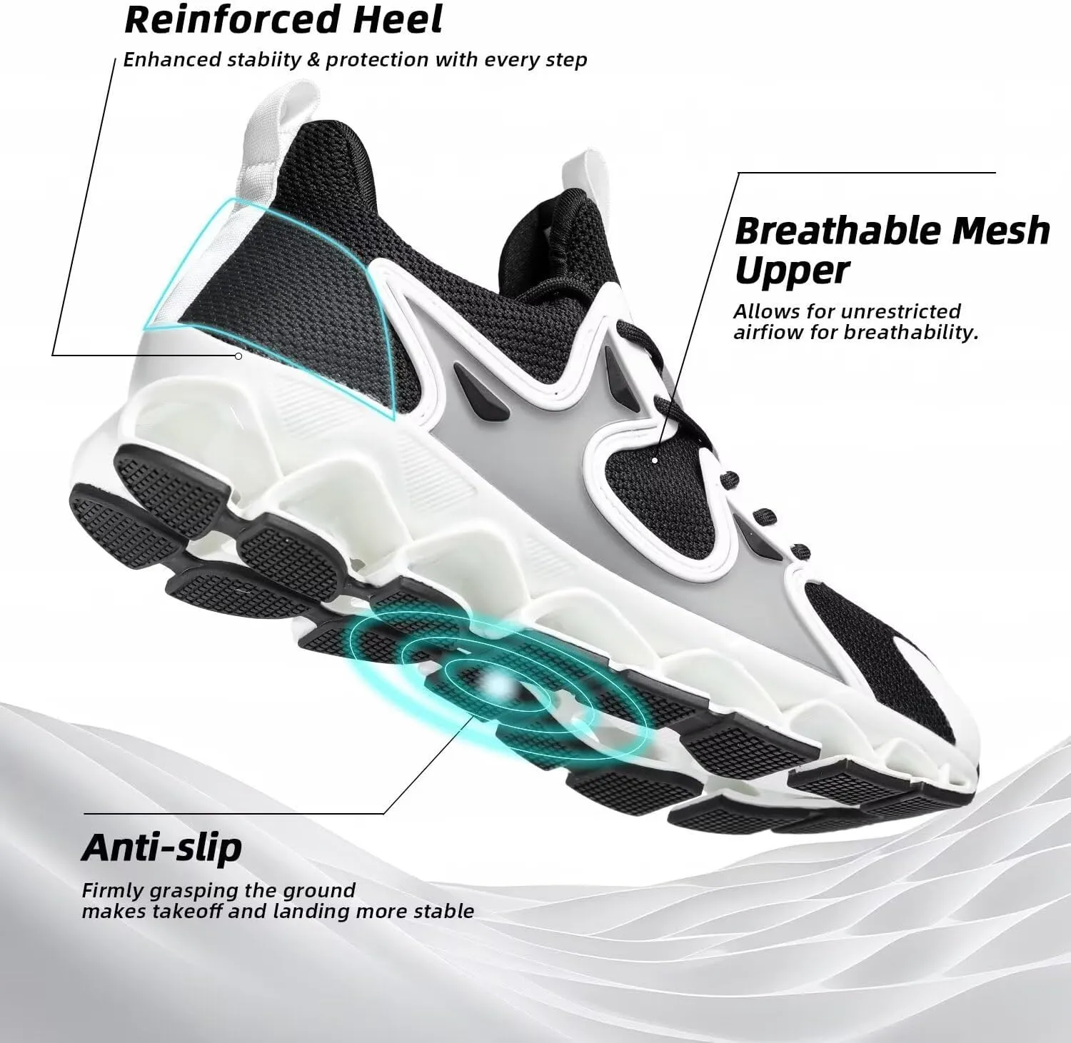 Mens Running Shoes Blade Fashion Sneakers Casual Slip on Tennis Walking Athletic Sport Trainers Zapatillas para Hombre