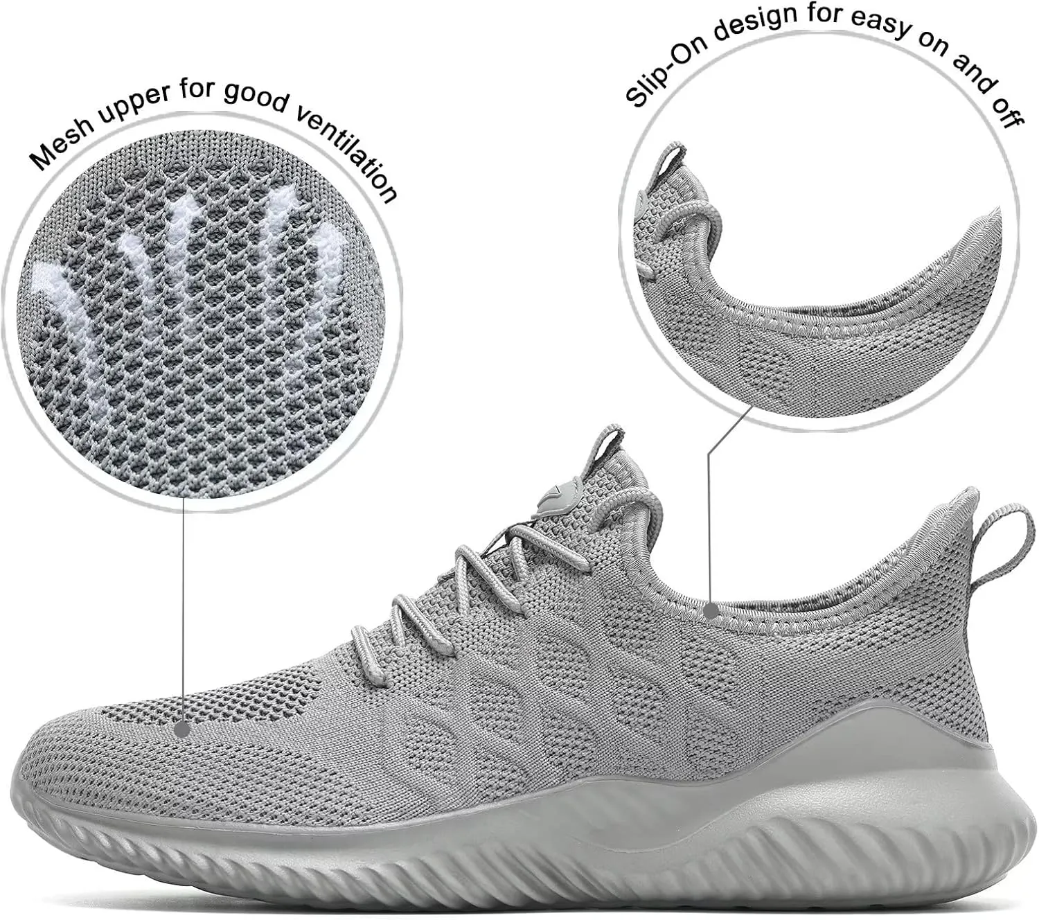 Mens Running Shoes Slip on Tennis Walking Sneakers Casual Mesh Breathable Lightweight Work Sport Shoes