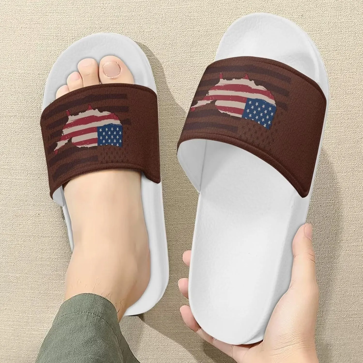 Men's Sandals Slides Soft Slippers Non-Slip Casual White Sole Bathroom Shoes Beach Sandals