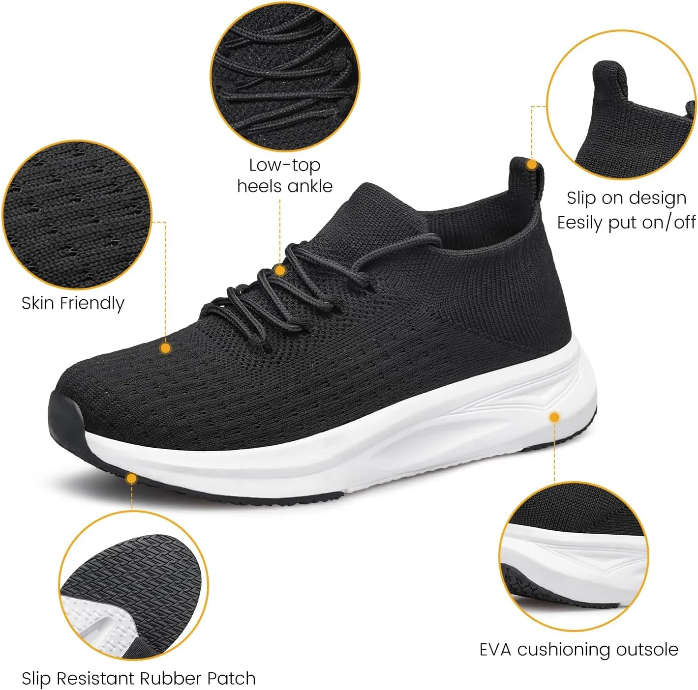 Mens Slip on Walking Shoes Comfort Sock Shoes Non Slip Mesh Casual Running Sneakers