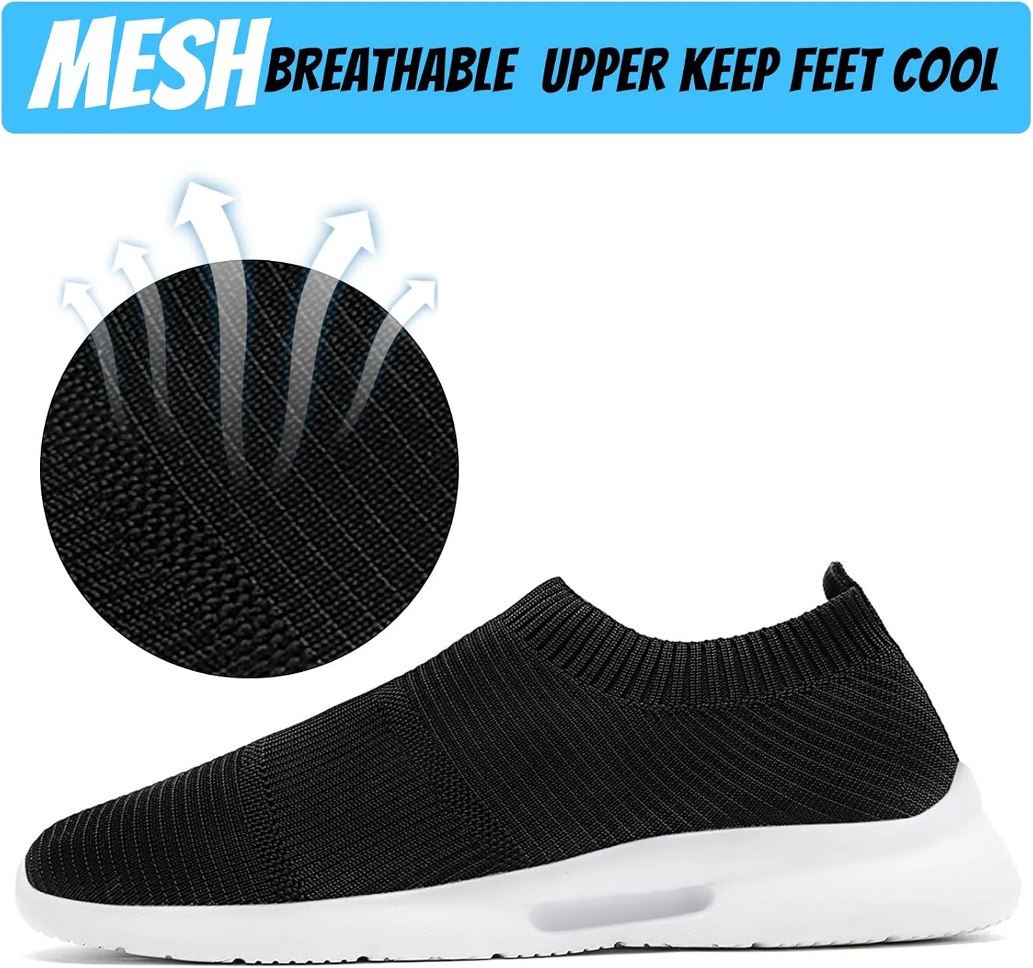 Mens Slip On Walking Shoes Mens Running Shoes Mesh Breathable Tennis Sneakers