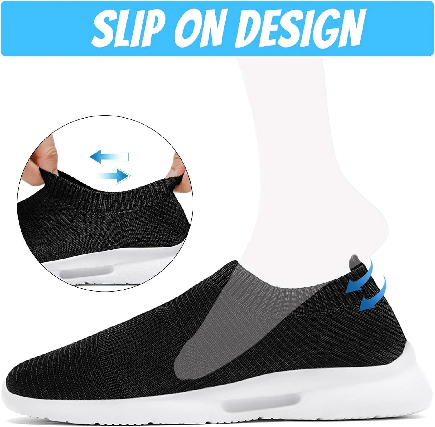 Mens Slip On Walking Shoes Mens Running Shoes Mesh Breathable Tennis Sneakers