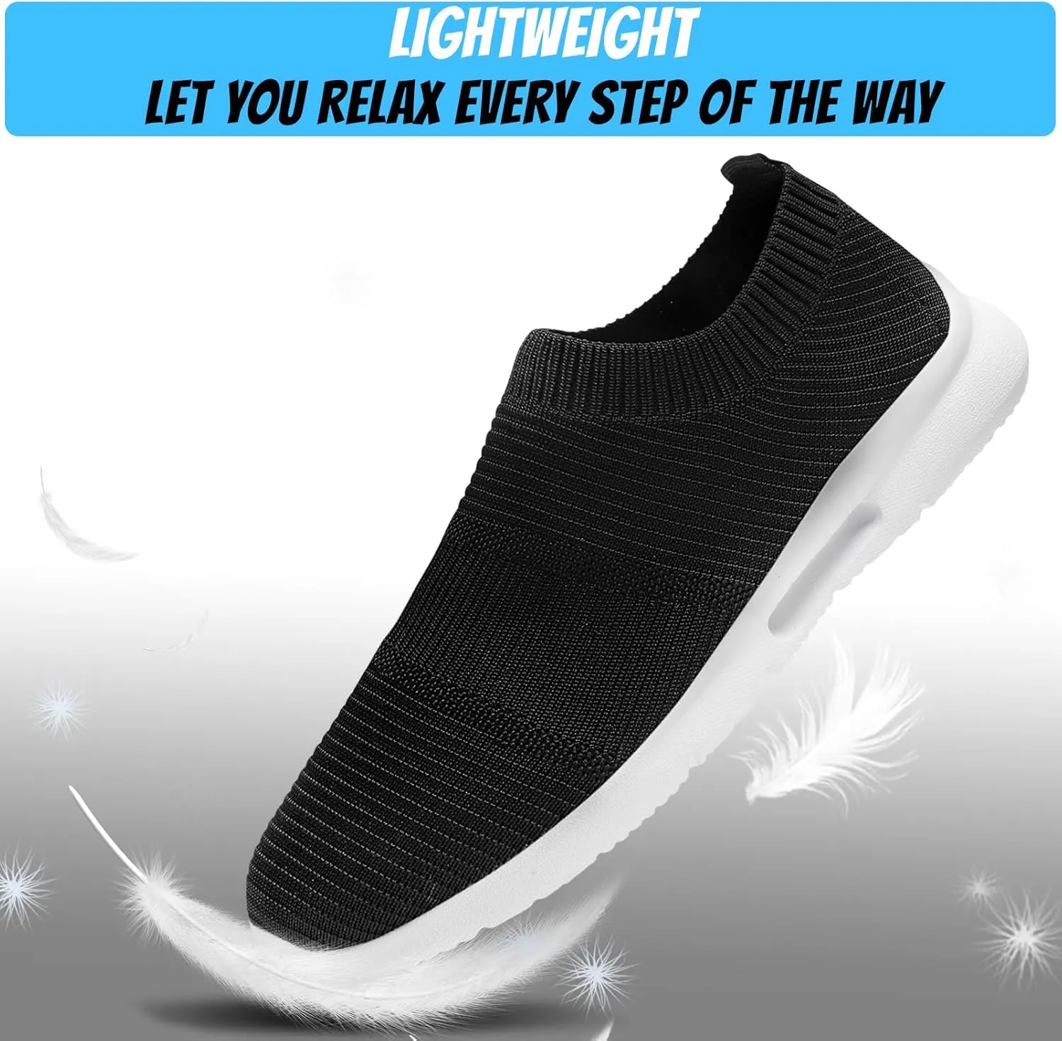 Mens Slip On Walking Shoes Mens Running Shoes Mesh Breathable Tennis Sneakers