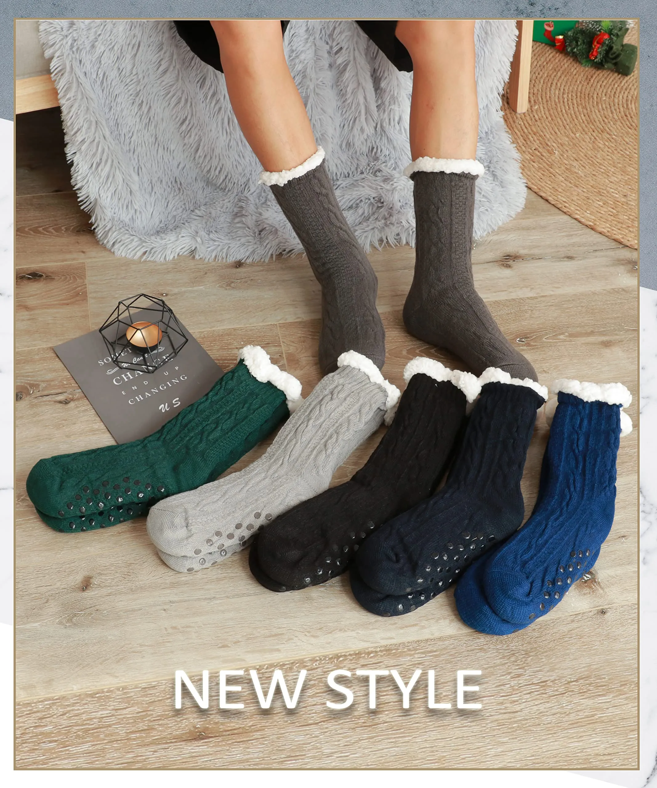 Mens Slipper Fuzzy Socks