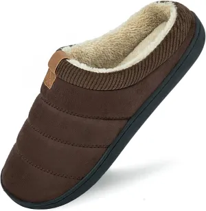 Men's Warm Memory Foam Slippers Suede Plush Shearling Lined Slip on Indoor Outdoor Clog House Shoes