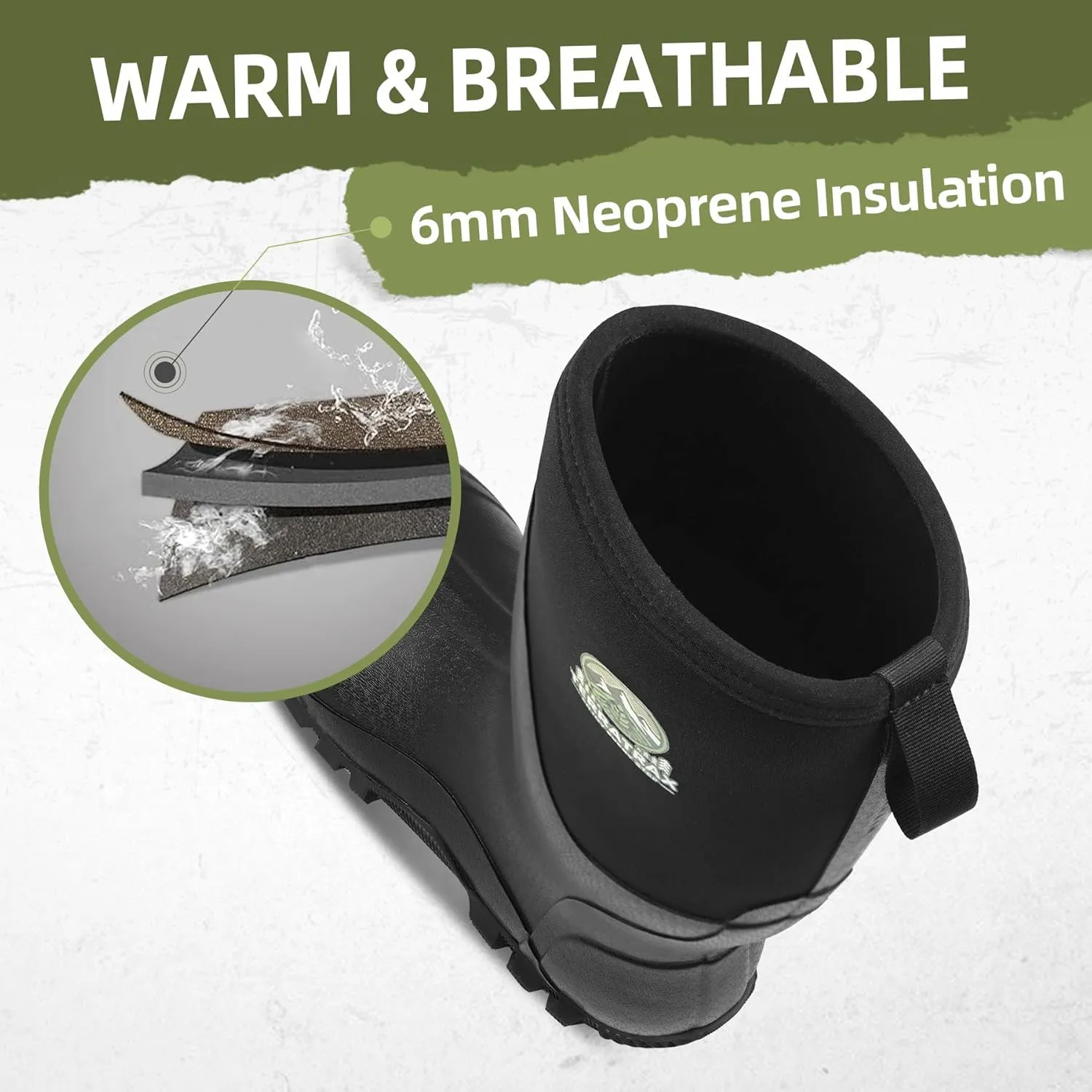 Men's Waterproof Rubber Muck Rain and Work Boot – Durable 6mm Neoprene Insulated, Ideal for Fishing Hunting & Farming