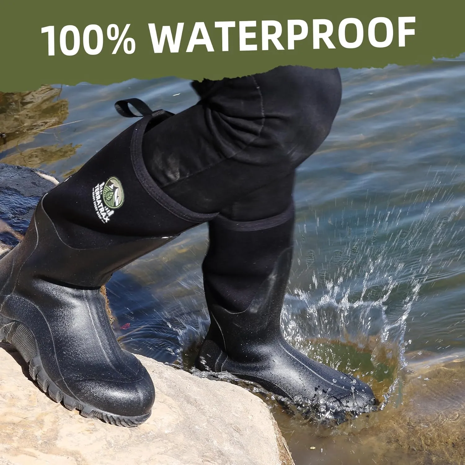 Men's Waterproof Rubber Muck Rain and Work Boot – Durable 6mm Neoprene Insulated, Ideal for Fishing Hunting & Farming