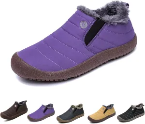 Men's Waterproof Warm Plush Lined Outdoor Snow Ankle Boots,Anti-Slip Slip-on Lightweight Winter Shoes