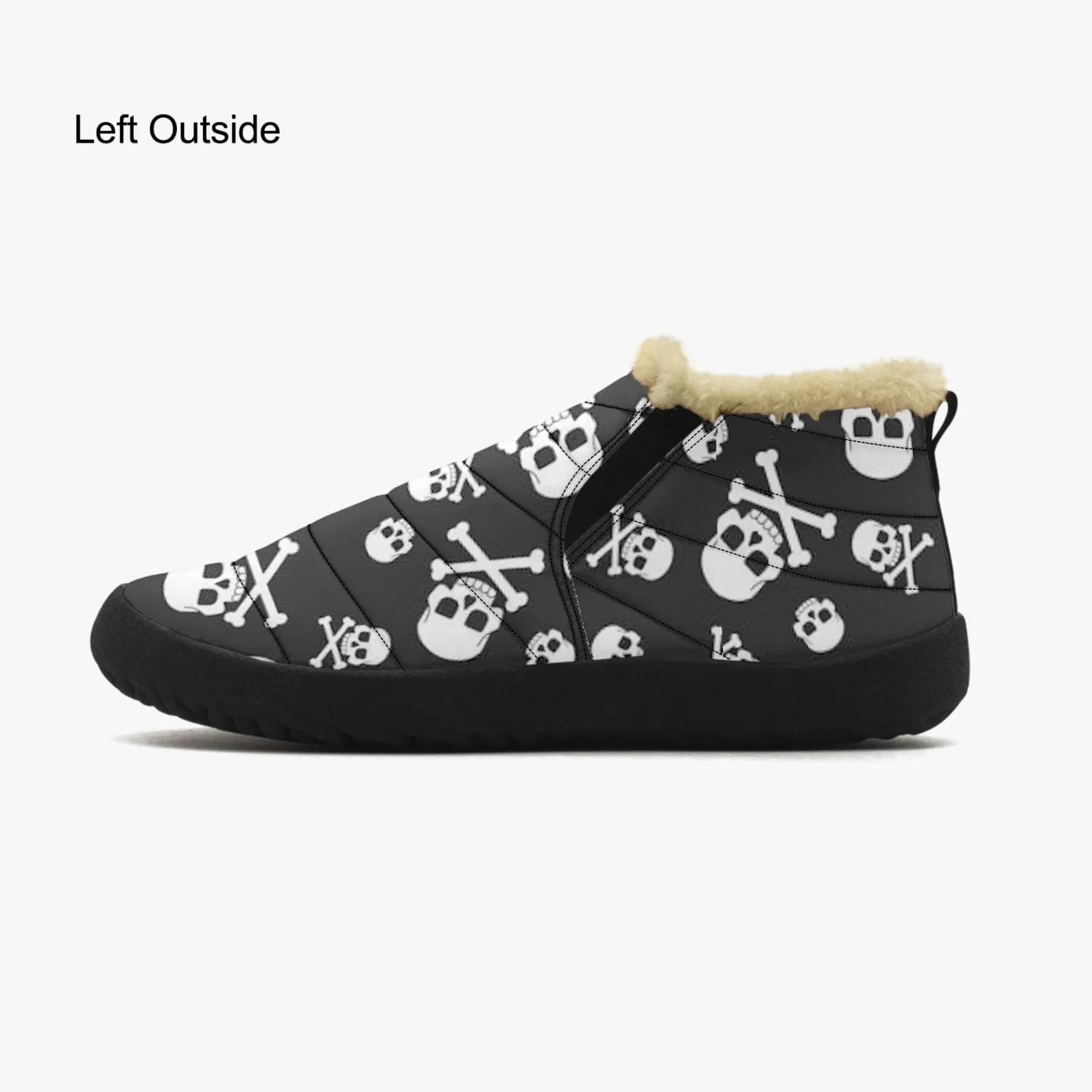 Men's White Skulls Casual Cotton-pad Fur Shoes