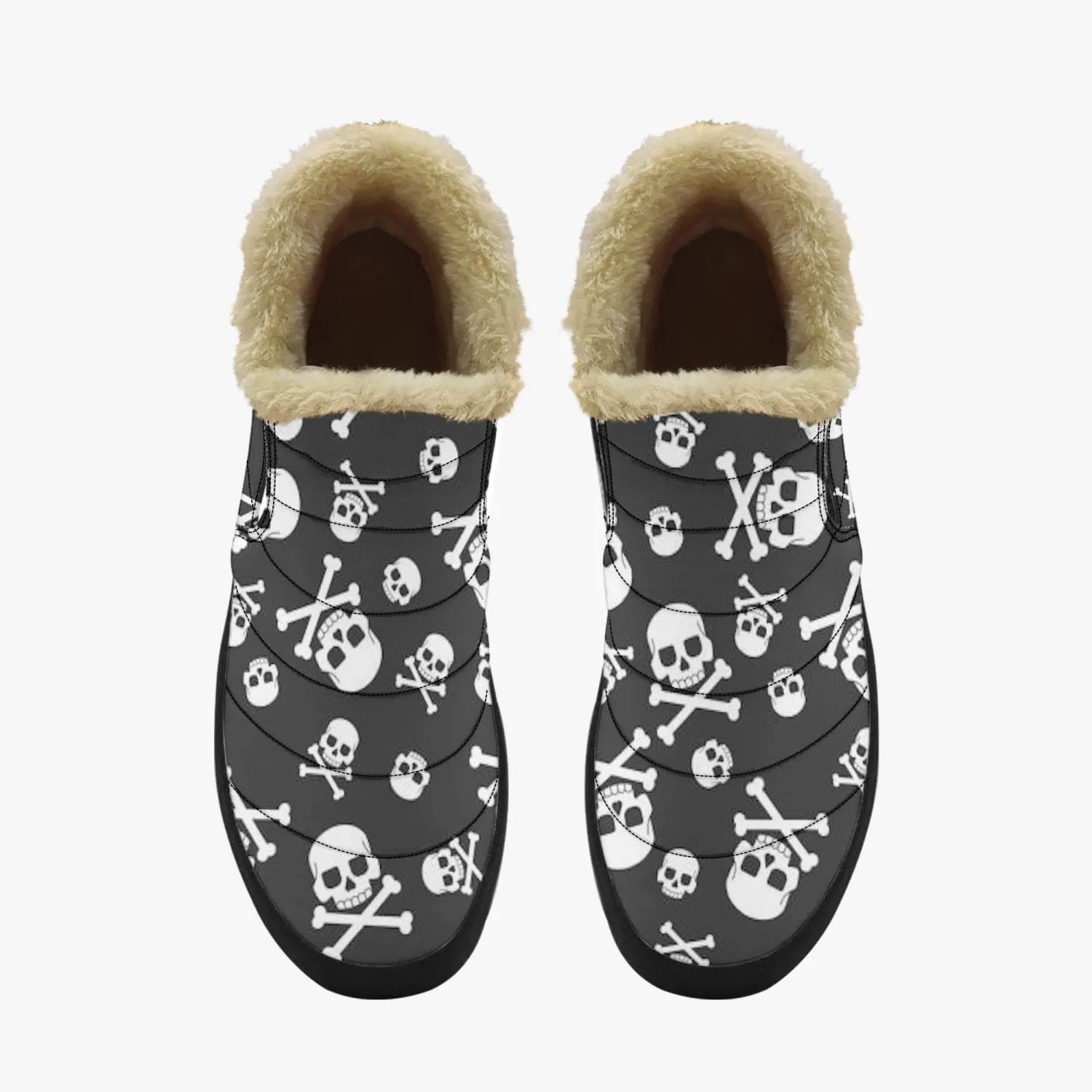 Men's White Skulls Casual Cotton-pad Fur Shoes