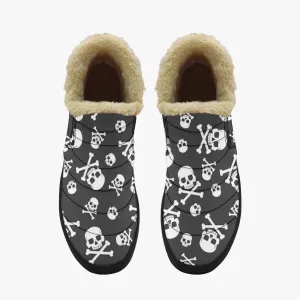 Men's White Skulls Casual Cotton-pad Fur Shoes