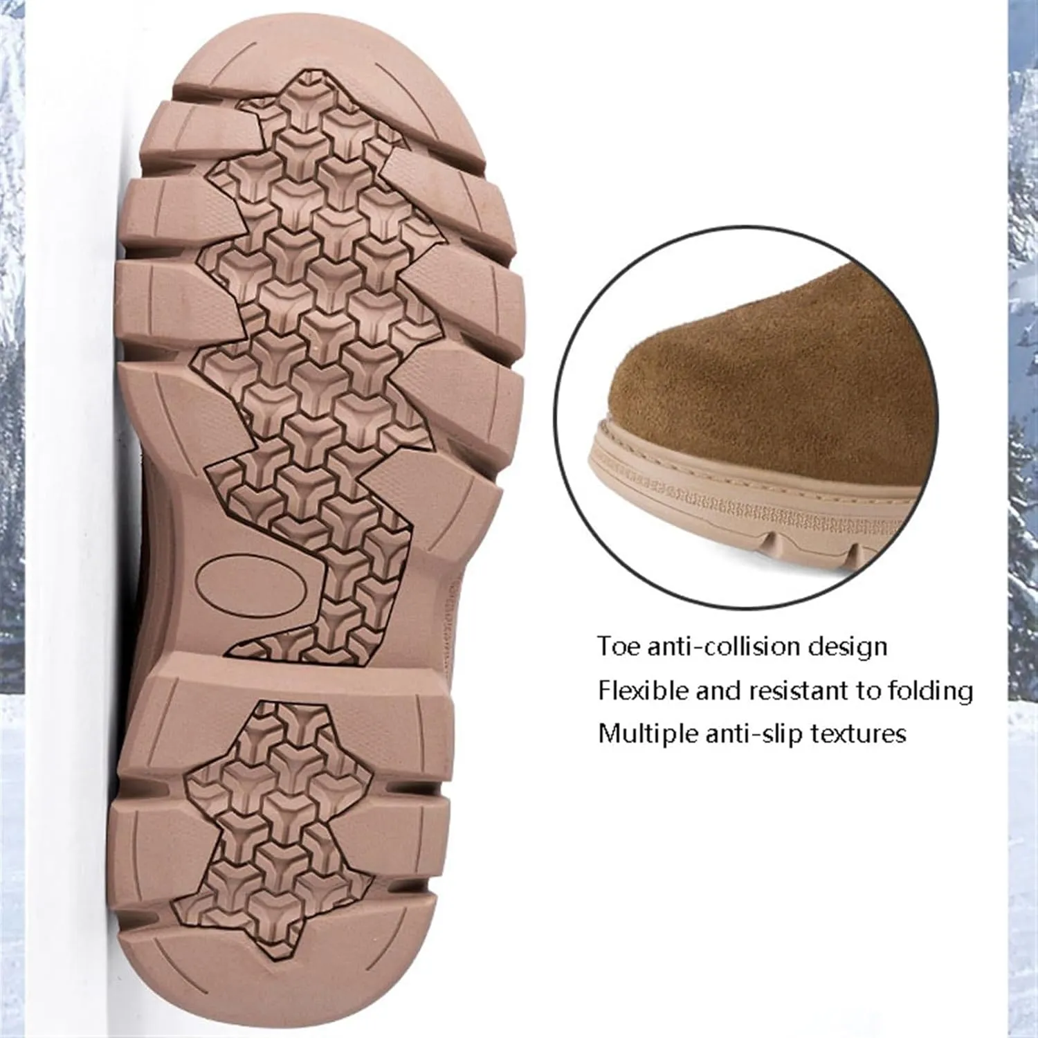 Mens Winter Snow Boots, Men Winter Warm Wide Fit Fleece Lined Anti Slip Ankle Boots, Comfortable Rubber Outsole Lace up Walking Shoes, for Hiker, Trekking, Trail, Cold Weather