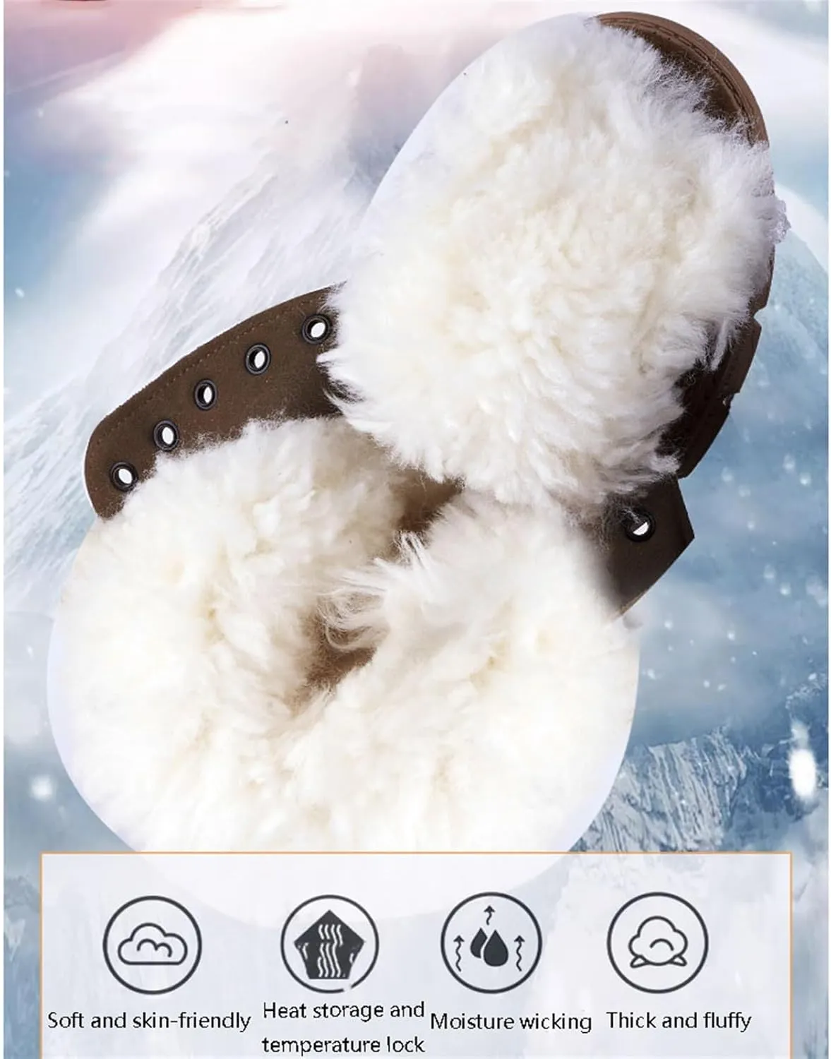 Mens Winter Snow Boots, Men Winter Warm Wide Fit Fleece Lined Anti Slip Ankle Boots, Comfortable Rubber Outsole Lace up Walking Shoes, for Hiker, Trekking, Trail, Cold Weather