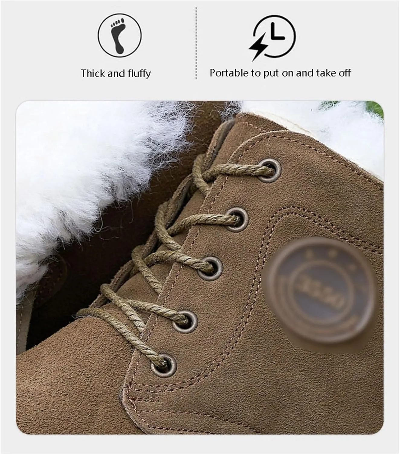 Mens Winter Snow Boots, Men Winter Warm Wide Fit Fleece Lined Anti Slip Ankle Boots, Comfortable Rubber Outsole Lace up Walking Shoes, for Hiker, Trekking, Trail, Cold Weather