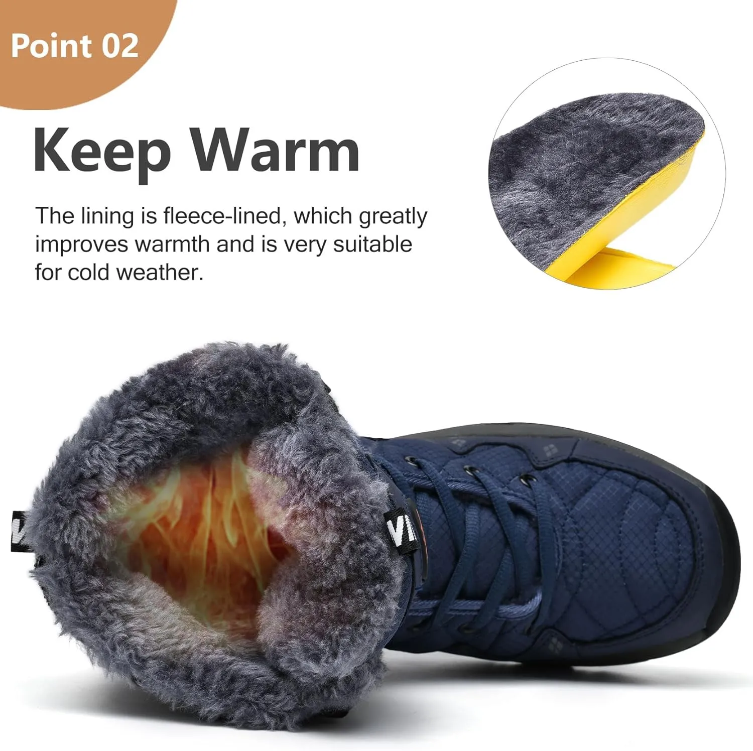 Men's Winter Snow Boots Water Resistant Non Slip Warm Outdoor Lightweight Comfortable Durable 7.1 IN Height Hiking Shoes