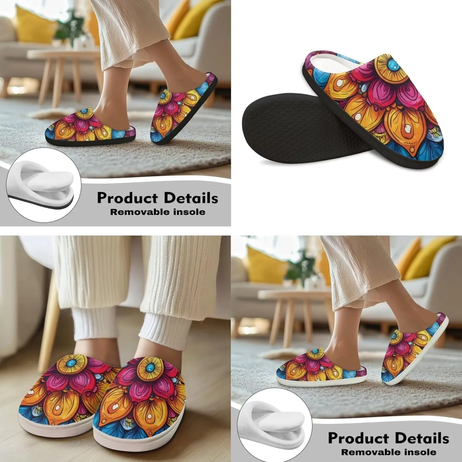 Men's Women's Non-slip Slippers, Flannel Warm Soft Cozy Slippers, House Bedroom Indoor/Outdoor Warm Shoes, Size 2-12
