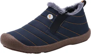 Men's Womens Waterproof Warm Plush Lined Outdoor Snow Ankle Boots Anti Slip Slip On Lightweight Winter Loafers Shoes