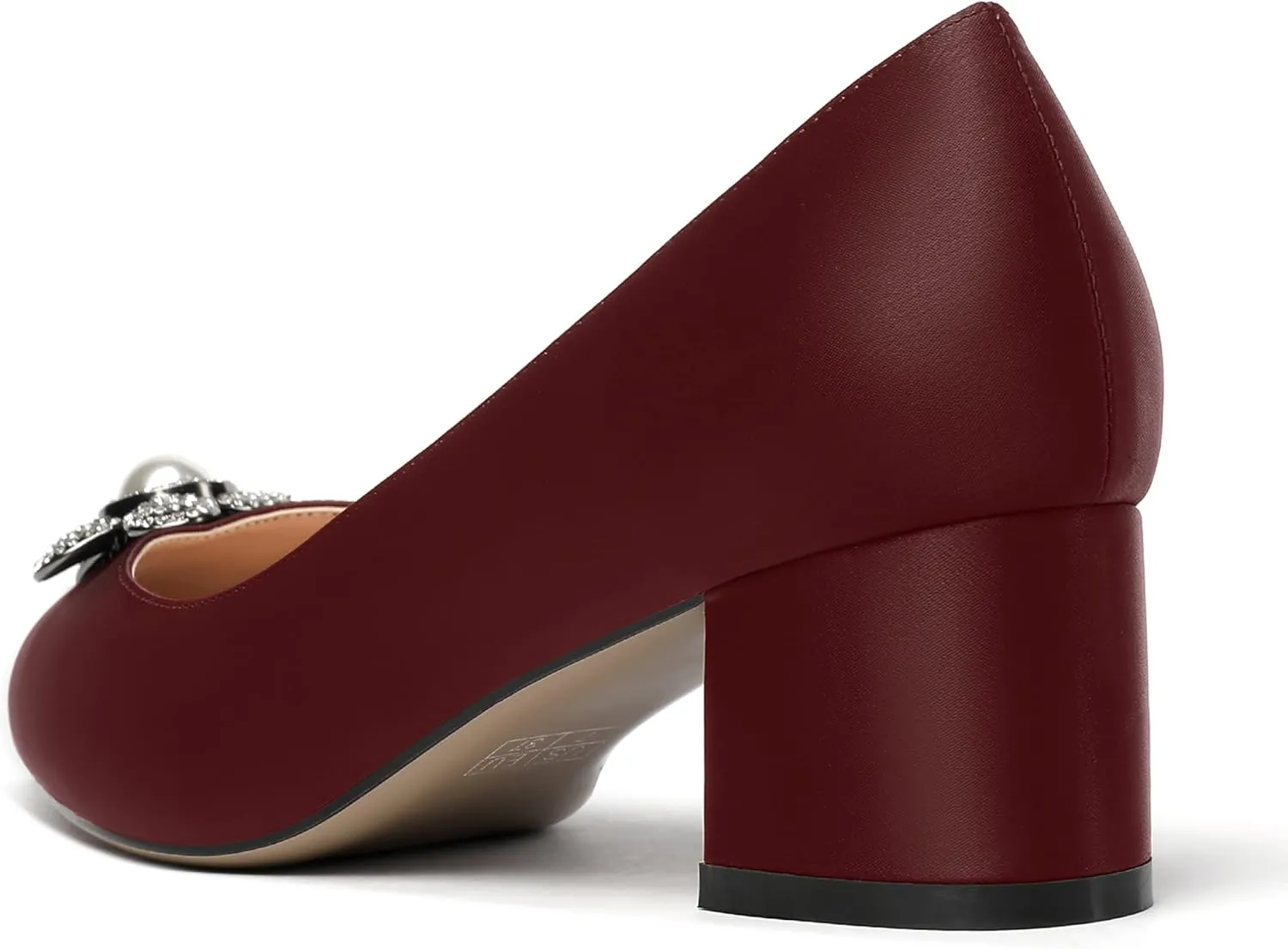 MERRORI Womens Simple Casual Slip On Solid Satin Pointed Toe Chunky Low Heel Pumps Shoes 1.5 Inch