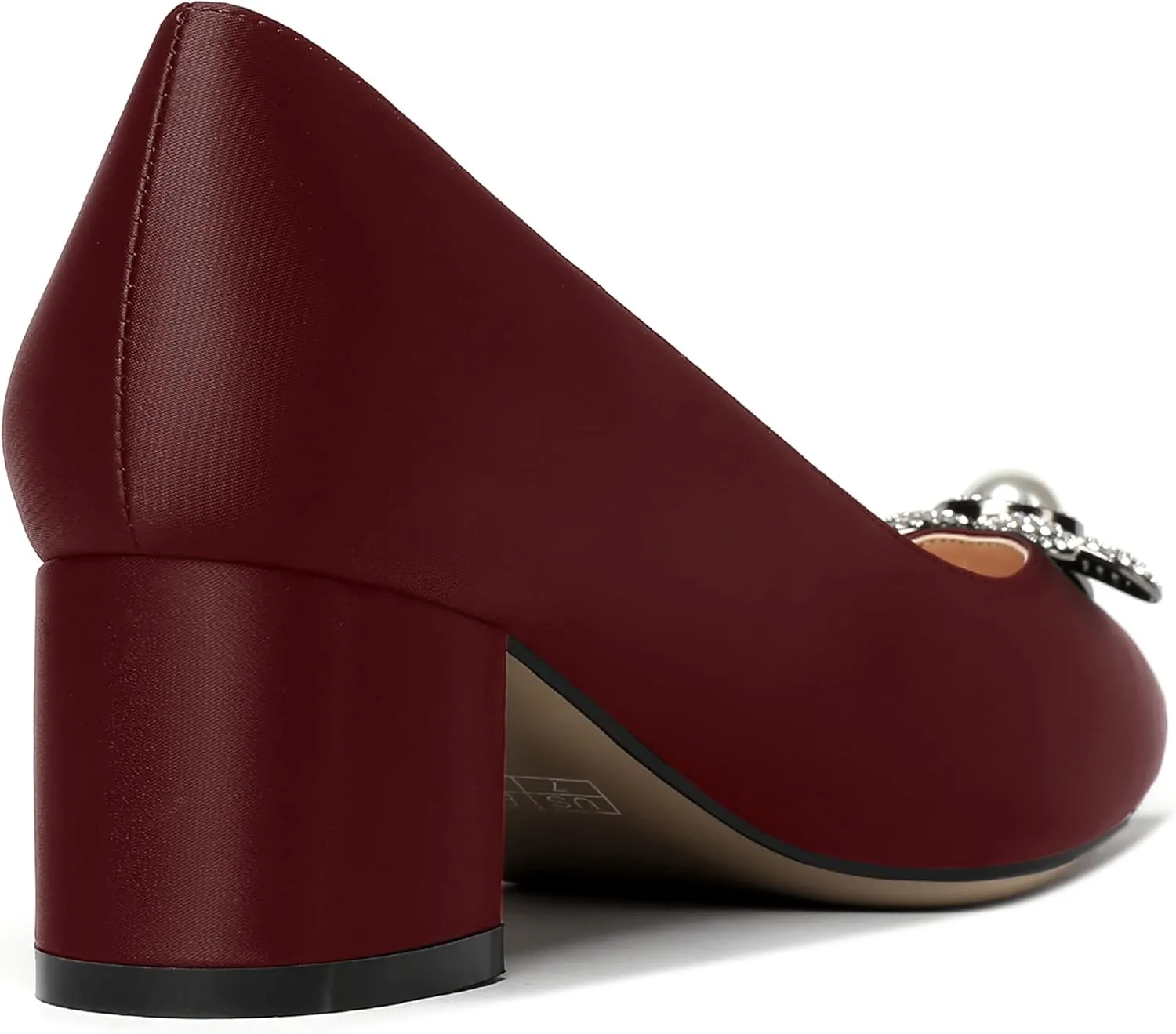 MERRORI Womens Simple Casual Slip On Solid Satin Pointed Toe Chunky Low Heel Pumps Shoes 1.5 Inch