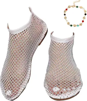 Mesh Ballet Flats for Women, Ultra Comfortable Shiny Gem Mesh Flats, Mesh Shoes Women Flats Slip On