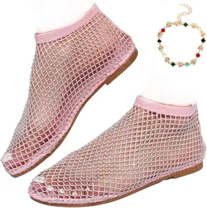 Mesh Ballet Flats for Women, Ultra Comfortable Shiny Gem Mesh Flats, Mesh Shoes Women Flats Slip On