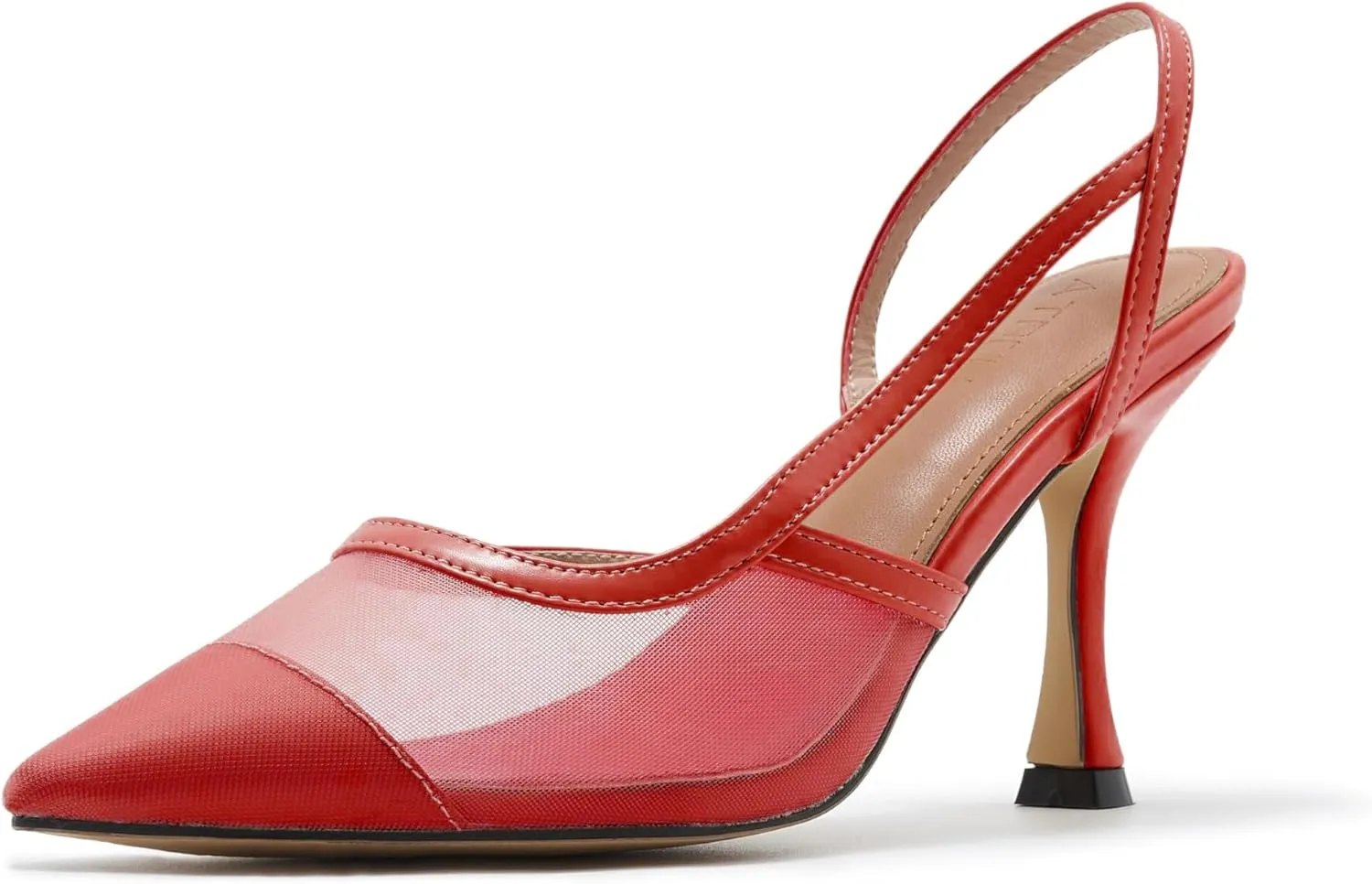 Mesh Slingback Pumps for Women, Pointed Toe Backless High Heels Casual Stiletto Heel Sandals Slip On Party Dress Shoes