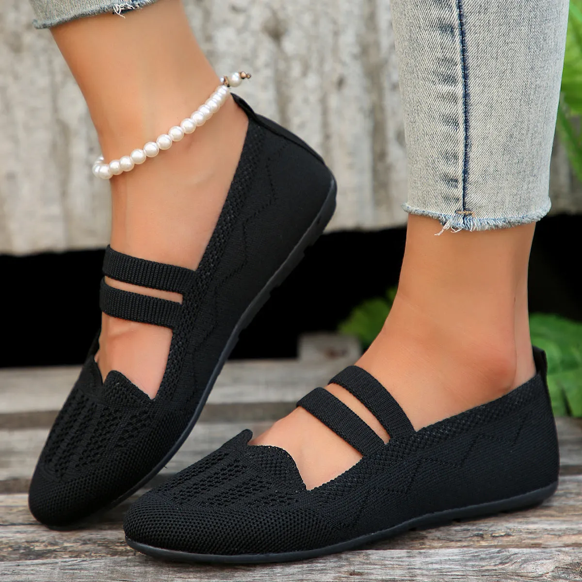 Mesh Slip-on Knit Shoes